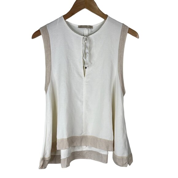 Zara Tank Top Keyhole Neck Sleeveless Pullover Casual Cream Size Small NWOT - Picture 1 of 6